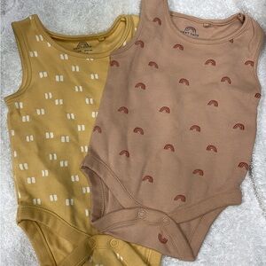 Next Baby Sleeveless Bodysuit Set - Yellow and Brown